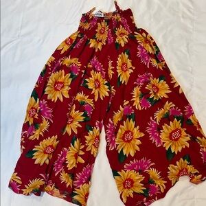 Sunflower Print Wide Leg Jumpsuit